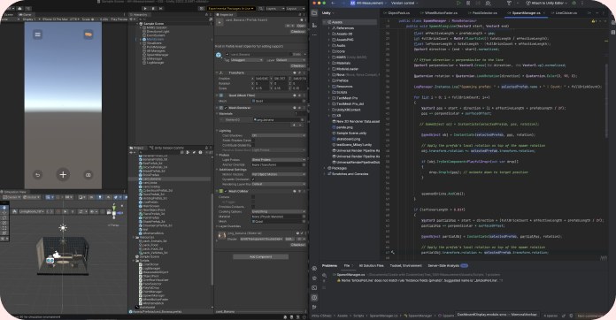The Unity editor with the Objectape scene and an AR device preview